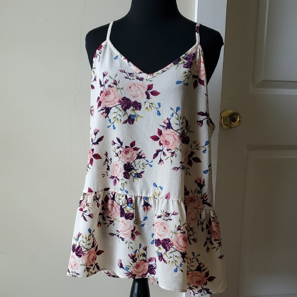 MTS Floral Camisole in Cream and Pink